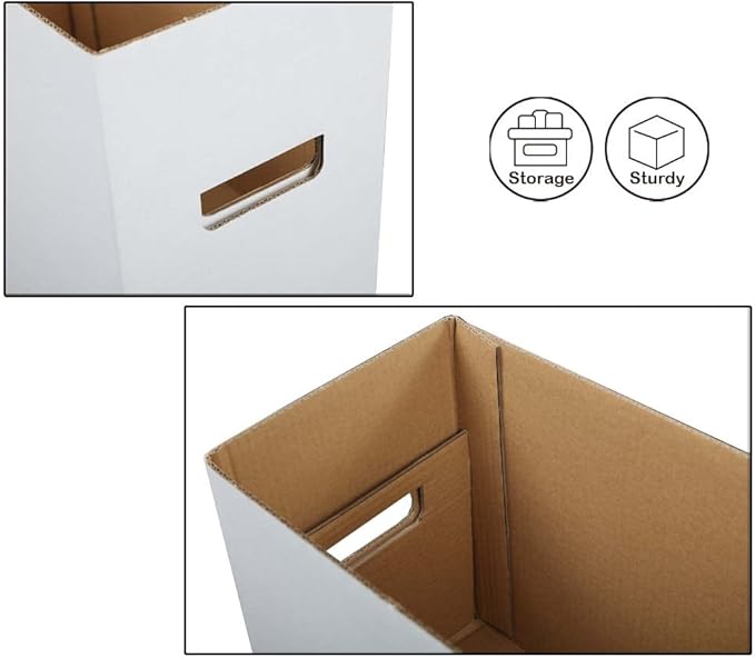 G-PLUS Comic Books Storage Boxes 10 Boxes With Lids Short Holds 150-175 Stackable Durable Archive White Comic Book Storage