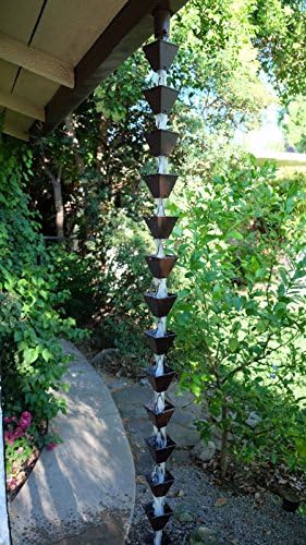 Nutshell Stores Medium Square Cups Rain Chain - Bronze - 14 Feet
