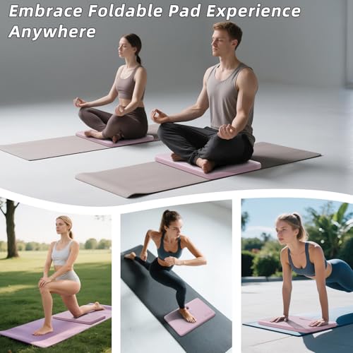 ILILI Yoga Knee Pad Foldable, TPE Soft Pad 24*17*0.5inch (Folding Size 17*12*1inch) for Knee Push-ups, Plank Support&Elbo...