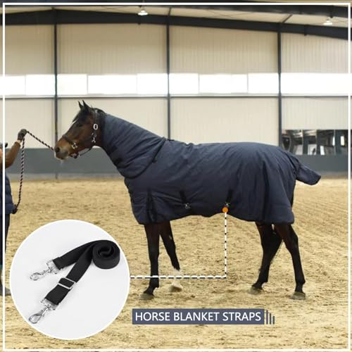 Horse Blanket Sheet Leg Straps, Replacement Stretchy Belly Strap with Double Swivel Snaps, Adjustable Length from 24 to 42...