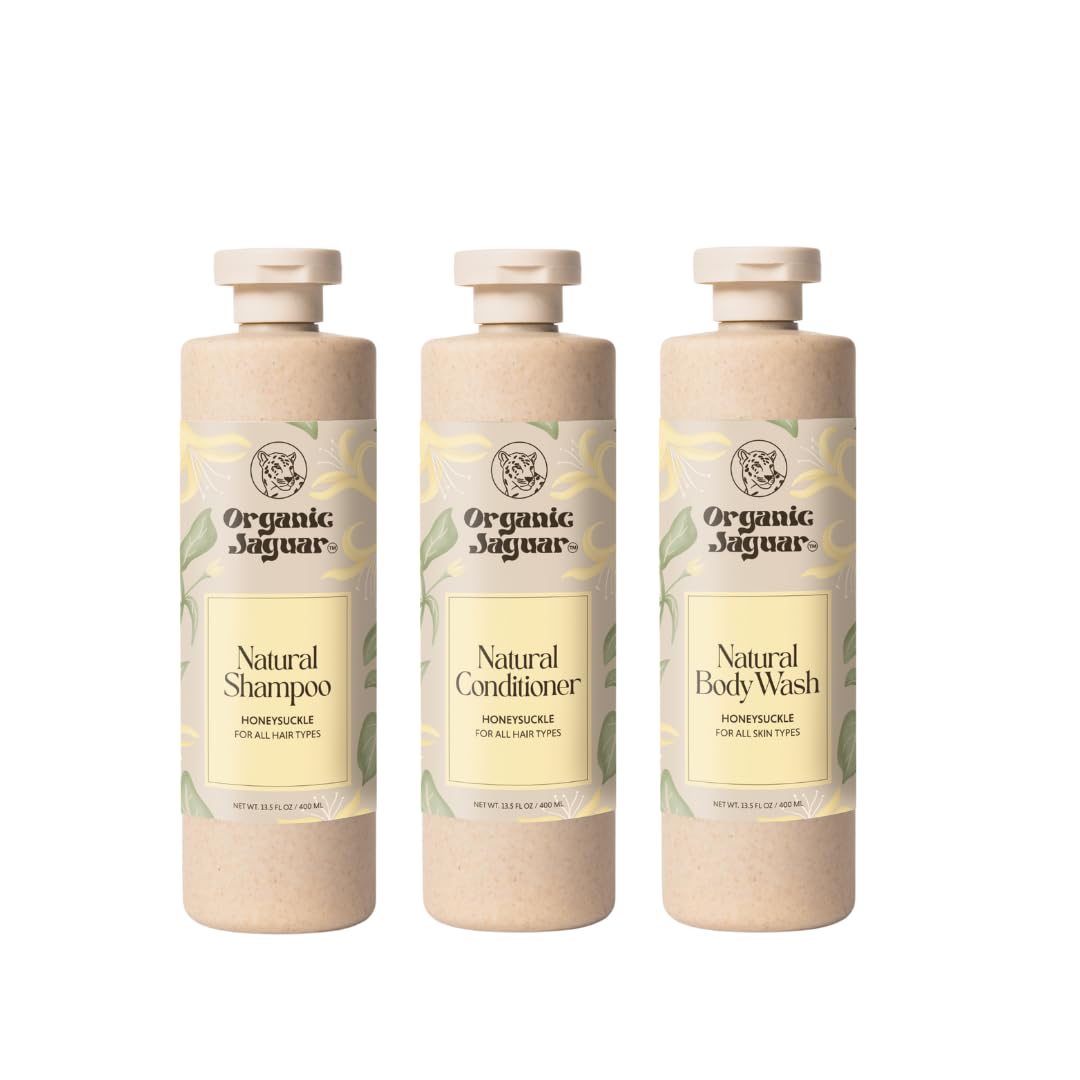Organic Jaguar Natural Body Wash with Aloe Vera Gel and Honeysuckle, Bath and Shower Soap Cleanser for Body Care, Leaves Skin So