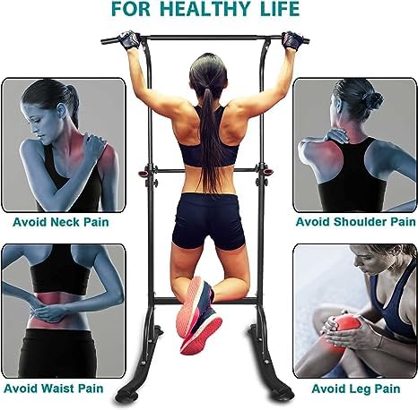 SculPong Dip Stand, Pull Up Bar Station, Power Tower, Heavy Duty Parallel Bar for Tricep Dips, Pull-Ups, Push-Ups, L-Sits