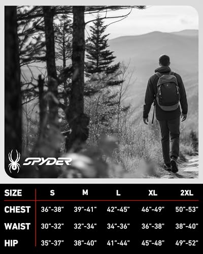 Spyder Mens Thermal Top and Bottom Set - 2 Piece Fleece Lined Thermal Shirts for Men and Long Johns Leggings Base Layer Set