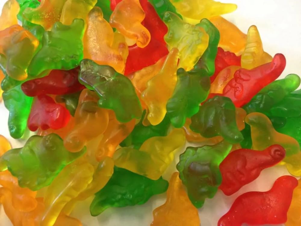 Dinosaur Gummy Candy Assorted Fruit Flavors 50 Pieces per Pound 5 Pound Bag