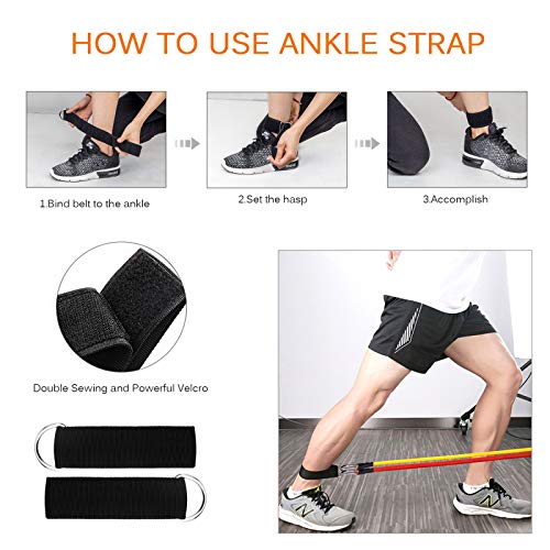 Resistance Bands Set, Workout Bands with Handles, Door Anchor, Ankle Straps and Carry Bag, Exercise Bands for Shape Body a...