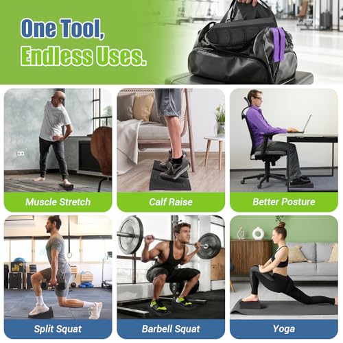 Squat Wedge Block, 5 Adjustable Angles Slant Board for Calf Stretching with Stretching Strap & Poster, 520 LBS Heel Elevat...