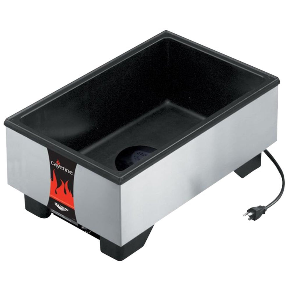 Vollrath 71001 Cayenne 700-Watt Full-Size Countertop Food Warmer, 120V, Direct-Contact Heating, Capillary Thermostat, Dome Heating Element, Low-Water Indicator, White, 21-3/4-Inch