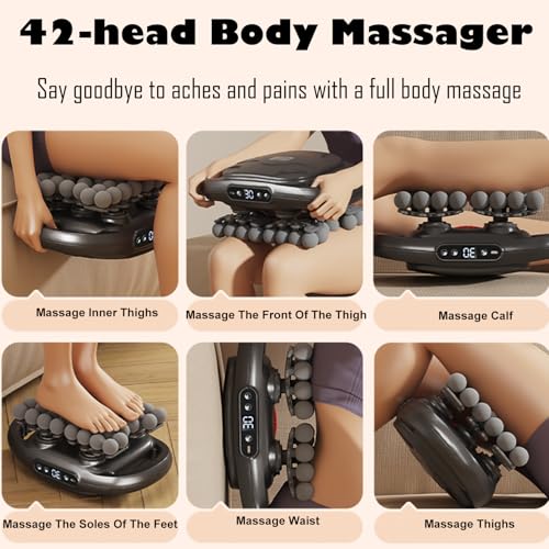 Back Massager with Heat, 42 Heads Hands-Free Electric Back Massager, with 9 Modes & 9 Levels Deep Tissue Massage Gun for P...