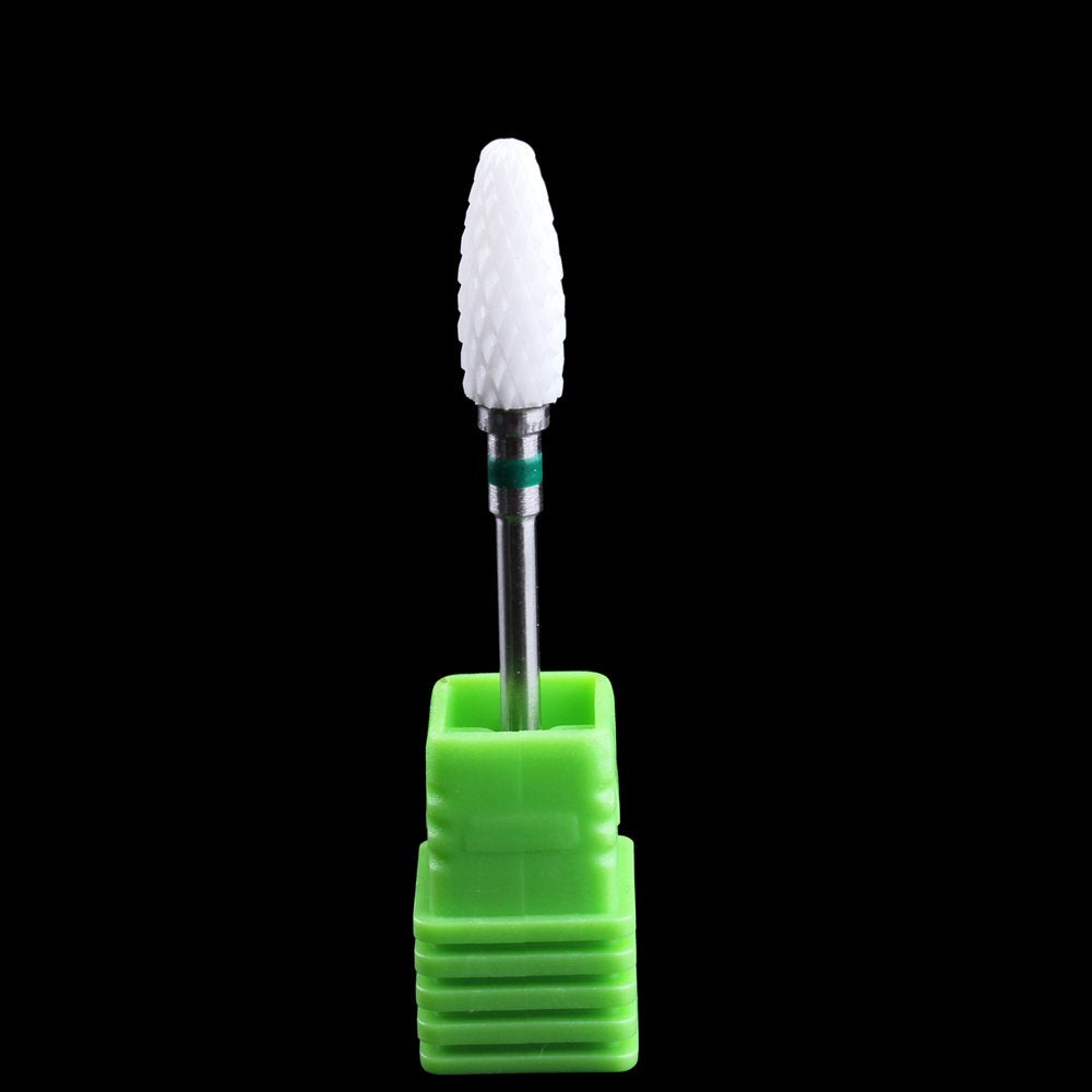 MZCMSL Coarse Grit Ceramic Nail Drill Bit,White Ceramic Cone File Bit, 3/32 Flame Style Gel Nail Polish Removing Nail Art Tool