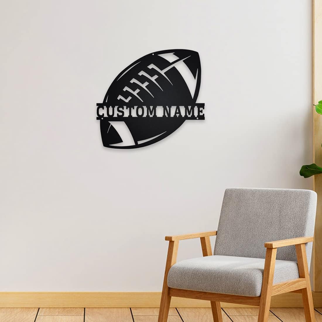 Personalized Name 7 Colors Football lamp Custom Wall Art Night Light LED Name Sign Gift for Boys Men Girls (E-Football)