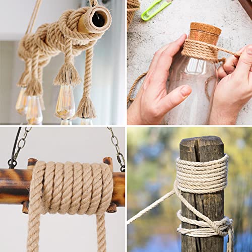 Jute Rope - Twisted Manila Natural Thick Hemp Rope Multipurpose for Indoor and Outdoor Use, for Docks, Railings, DIY Proje...