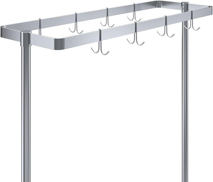 AmGood 48 in. Stainless Steel Table-Mounted Pot Rack With 8 Hooks