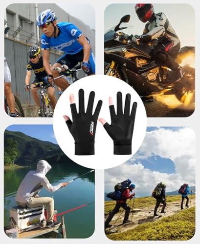 Eohak Men Summer Gloves UV Protection Driving Gloves Anti-Slip Touch Screen Gloves Outdoor Fishing Gloves