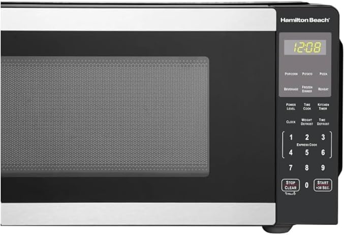 Hamiilton_Beach 0.9 Cu ft Countertop Microwave Oven, 900 Watts, Stainless Steel, New