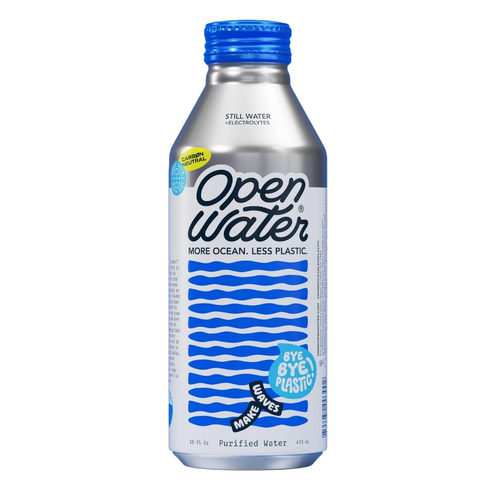 Open Water Still Bottled Water with Electrolytes in 16-oz Aluminum Bottles (6 Cases 72 bottles - Still) | BPA-free and Eco friendly