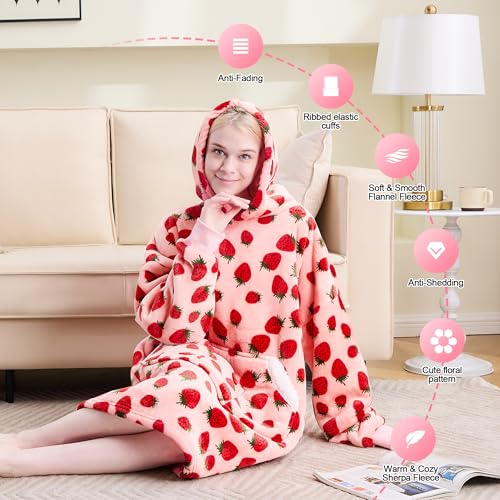 NORD ECO Wearable Blanket Hoodie for Adult Women, Oversized Sherpa Fleece Hooded Sweatshirt, Cozy Blanket Hoodie with Slee...