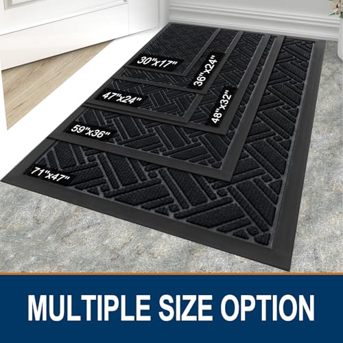 OLANLY Indoor Outdoor Mat, Sturdy Natural Rubber Floor Mat, Non Slip Low Profile Waterproof Doormat, and Stain Front Door ...