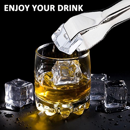 HINMAY Ice Tongs for Ice Bucket 6-3/4 Inch - Set of 2 - Premium 18/8 Stainless Steel Ice Tongs with Teeth for Ice Sugar Cu...
