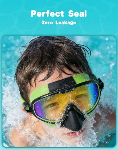Aegend Kids Swim Goggles with Nose Cover Age 3–14, Anti-Fog UV Protection, No Leaking, 2 Pack for Indoor & Outdoor Swimming