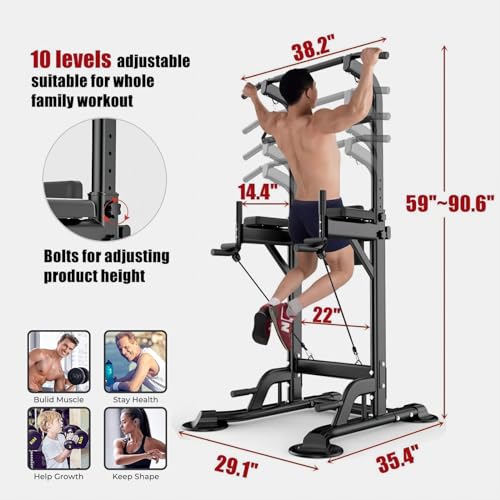 Tappio Power Tower Pull Up Bar for Home Gym, Multi Functional Pull Up Bar Stand Dip Bar Station, Adjustable Height Workout...