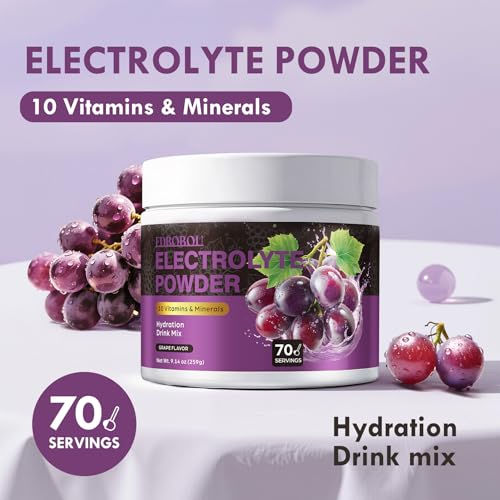 EDBOBOU Sugar Free Electrolyte Powder Grape Flavor 70 Servings Refreshing Hydration with Potassium, Sodium & Magnesium Glu...