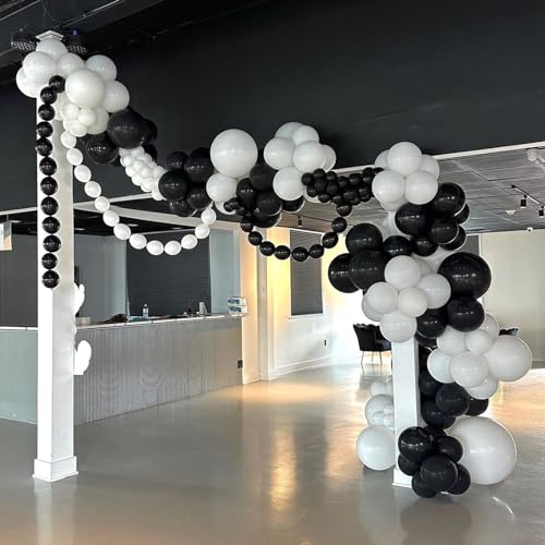 Black and White Balloons, 67pcs 12 Inch White Black Thickened Latex Balloons for Birthday, Anniversary, Wedding, Graduatio...