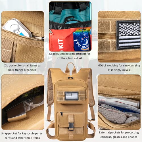 LASUK Hydration Backpack, Tactical Molle Water with 2L TPU Water Bladder, for Men Women Lightweight Water Backpack, Hydrat...