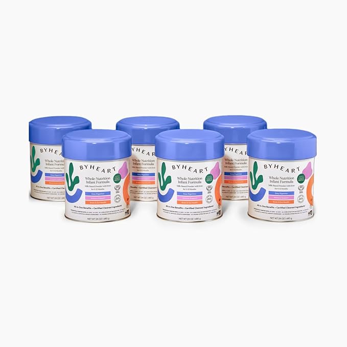 ByHeart Infant Formula Powder for Infants 0-12 Months, Made With Organic Whole Milk, Clean Label Project Certified, Closest-to-Breast Milk Baby Formula Patented Protein Blend, 24 Ounce (Pack of 6)