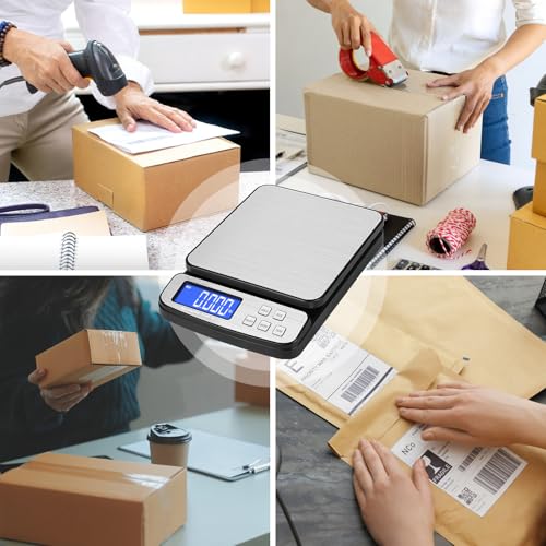 Fuzion Digital Shipping Postal Scale - 88lb x 0.1oz, Stainless Steel Platform, 5 Units, Hold/Tare/PCS Counting, Easy Calib...