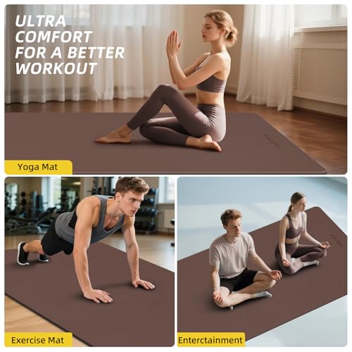 PAIDU Extra Long Wide Yoga Mat 76"x33"x2/5 Inch - Non Slip Thick Exercise Mat for Home Gym, Yoga, Pilates & Workouts