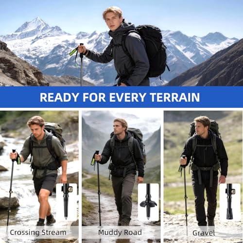 aiGear Carbon Fiber Trekking Poles, Ultra Strong Lightweight Collapsible Hiking Poles with Cork Grips Quick Flip Locks & A...