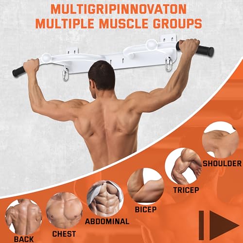 Wall Mounted Pull Up Bar - Heavy Duty Chin Up Bar, Pull-Up Bar for Garage, Joist, Wall Mount - Multifunctional Fitness Ba...