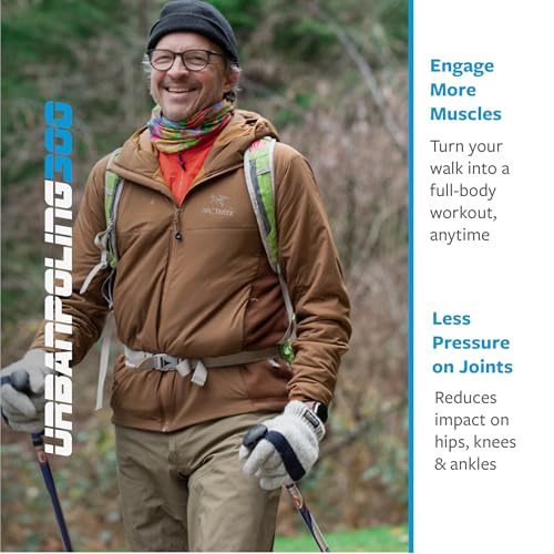 Urban Poling Series 300 Urban Poles – 1 Pair – Fitness Edition- Patented Ergonomic CoreGrip™ for Stability – Adjustable, C...