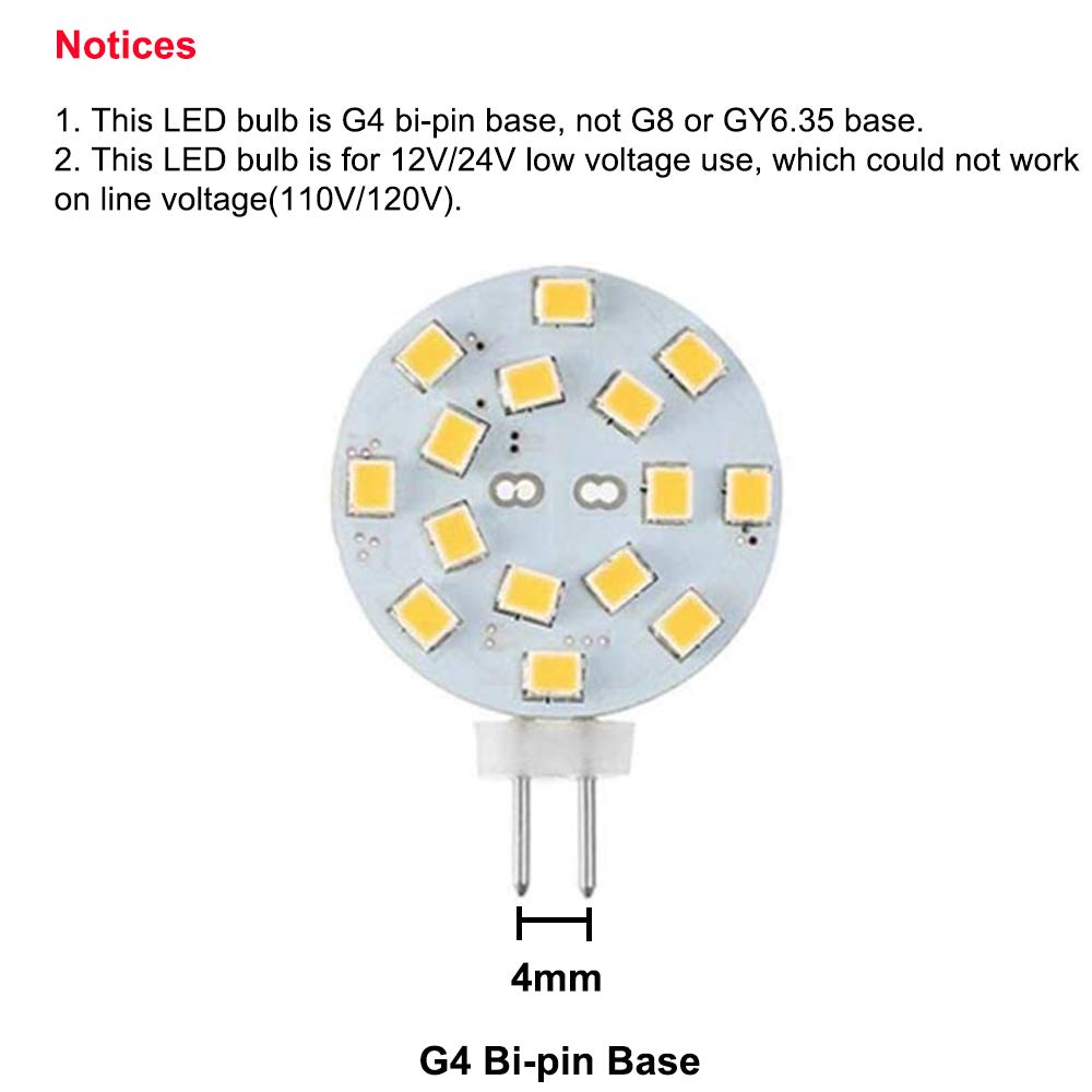 Makergroup 12V G4 Led Bulb 3W Bi-Pin Led Disc Light Bulb 20-30 Watt Equivalent Warm White For Puck Lights In Rv Trailers Campers Automotive Marine Landscape Lighting 6Pcs