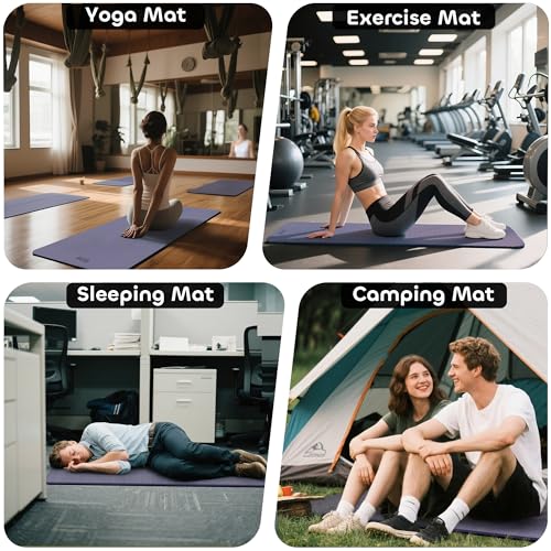 Non-slip TPE Yoga Mat for Women & Men,72"x24" Double-Sided Workout Mat for Home Gym Pilates Fitness,1/4 Inch Packable Ligh...