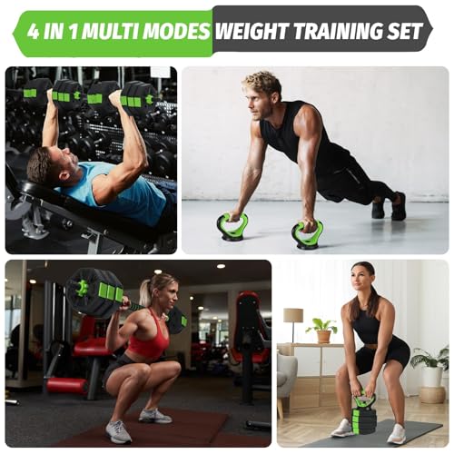 Adjustable Dumbbells, 44/66/88Lbs Free Weight Set with Connector, 4 In1 Weight Dumbbell Set Used As Kettlebells, Barbell, ...