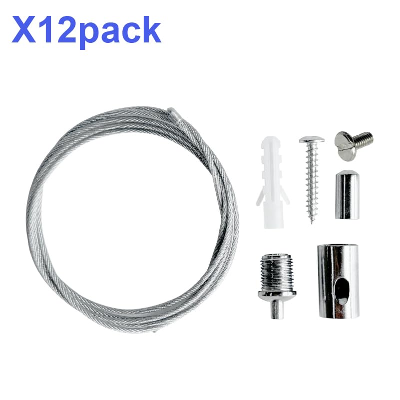 Hamrvl 12-Pack Hexagon Garage Lights Suspension Cables Kit - 3.28Ft/1M Hexagon Led Lights Adjustable Steel Hanging Chain Light Suspension Kit For Hexagon Lights Led Panel Aquarium Lights Load 6.6 Lb