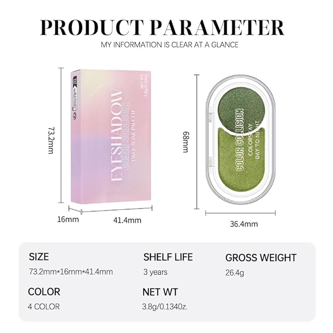 Dual-Color Pearl Eyeshadow Palette ā High Pigment Shimmer Eyeshadow Duo, Grass Green & Green Shimmer Eye shadow , Silky Blendable Texture, Waterproof Long-Lasting Eye Makeup for Daily & Glam Looks 02#