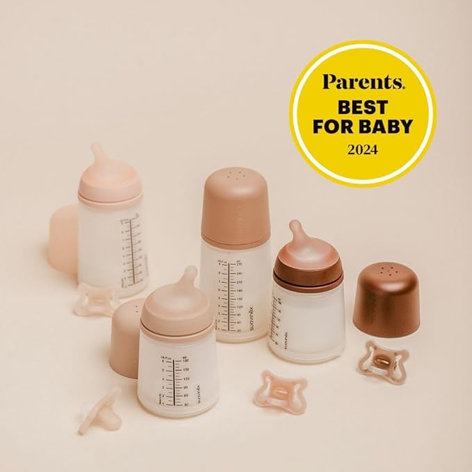 Suavinex Zero Zero Anti Colic Baby Bottle, No 1 Spanish Baby Bottle Brand, Minimize Bottle Rejection & Nipple Confusion, Perfect for Breastfeeding Babies, 6oz/180mL, Medium Tone, Adaptable Flow Nipple