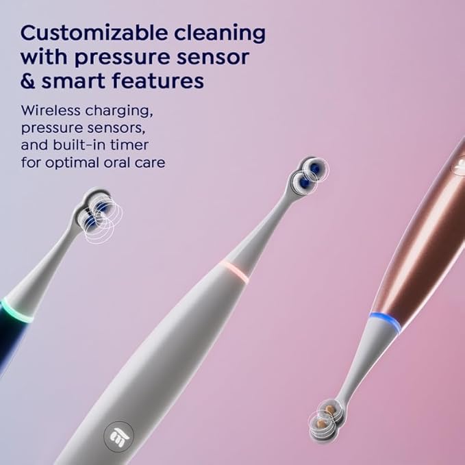 SuperMouth® ULTIM8 SmartBrush™ System - Electric Toothbrush, Patented SuperBristles® Clean 40X Better, UV Sanitizing & Drying SmartHub®, Dual Sonic Modes, Pressure Sensor - Teens & Adults - Rose Gold
