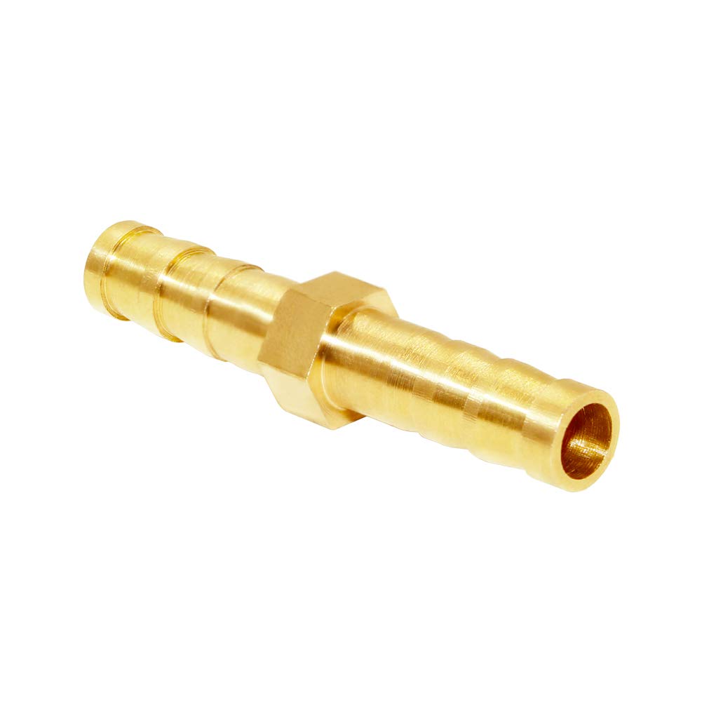 JoyTube Brass Hose Barb Fitting Metals Splicer Mender, 1/4" Barb Hose Union Fuel Gas Water Air (Pack of 12)