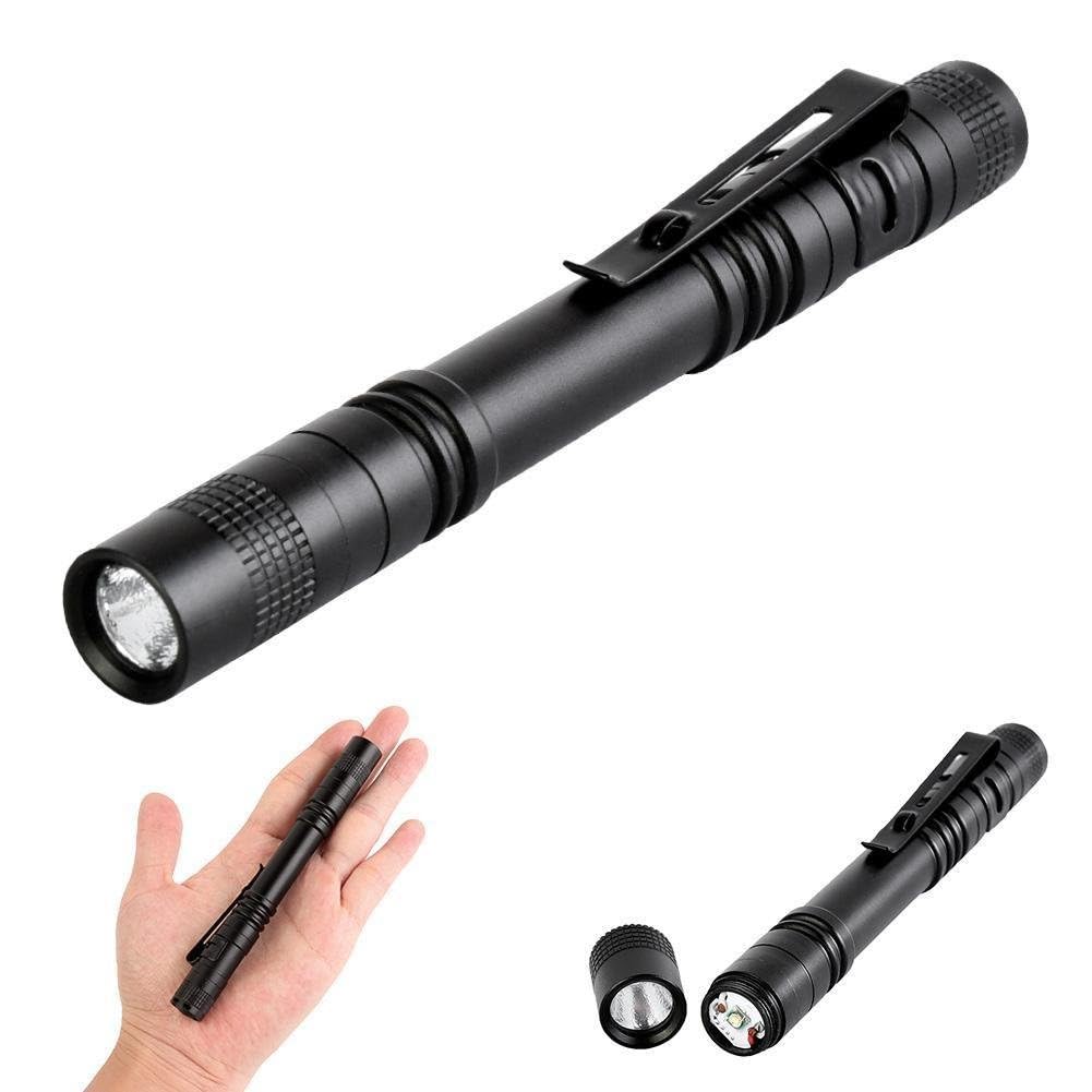 Tileon 5Pcs Led Pen Flashlight, 500 Lumen Mini Pocket Light, Aluminum, Black, Model 316
