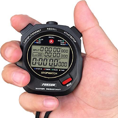 Professional Timer Stopwatch, Digital Sports Stopwatch with Countdown Timer, 2 * 100 Lap Memory, 0.001 Second Timing,Multi...