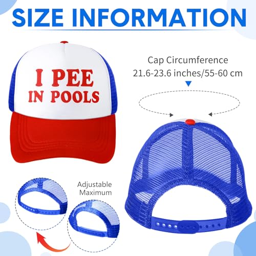 Jiuguva 2 Pieces Funny Trucker Cap I Pee in Pools Hat Funny Dare Gag Gift Joke American Flag Hat