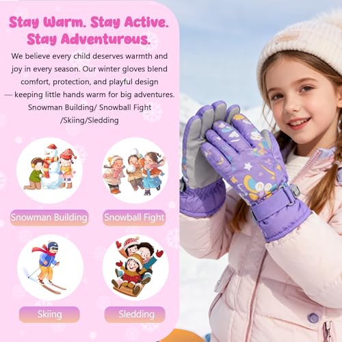American Trends Winter Gloves for Kids Waterproof Boys Girls Cute Snow Ski Gloves Toddler Snowboarding Gloves Windproof