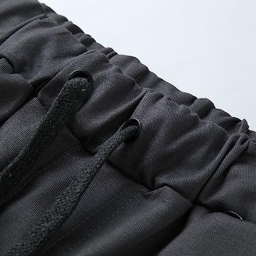Mens Casual Cargo Pants Fashion Baggy Workout Joggers Straight Leg Pants Soft Drawstring Elastic Waistband Hiking Trousers
