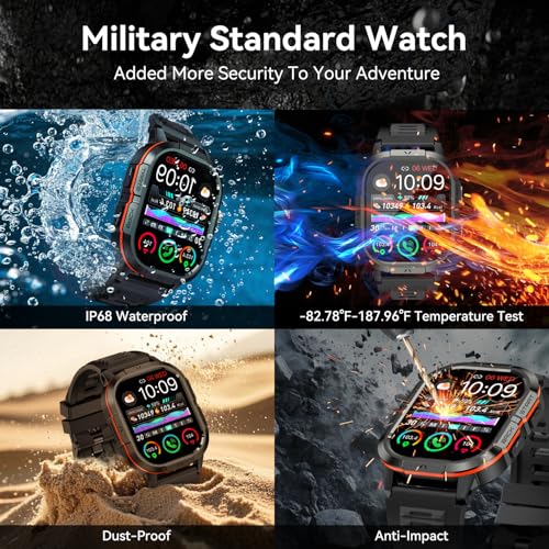 Smart Watch for Men Fitness Tracker: Make/Answer Call Military Smart Watches for Men Digital Watches Heart Rate Monitor Wa...