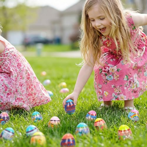 BEIGUO 24 Pack Prefilled Easter Eggs with Slow Rising Squishy Toy Inside,Stress Relief Toys for Kids, Easter Basket Stuffe...