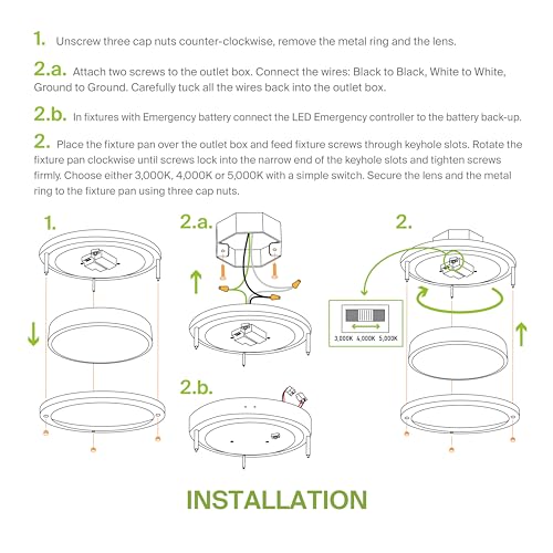 Asd Led 18 Inch Round Flush Mount Light Fixture | 28W 2750Lm 3000K-5000K 100-277V | 3Cct Dimmable Energy Star Etl Listed | Close To Ceiling Double Ring Lamp Low Profile Lighting | Nickel