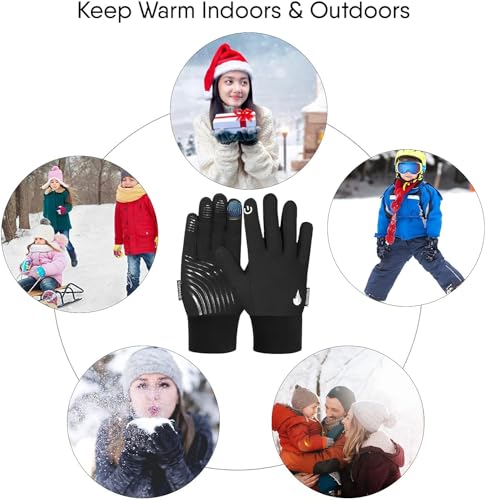 SAWANS Kids Cycling Gloves Sports Winter Thermal Boys Girls Children Windproof Anti-Slip Touchscreen Gloves Age 4-12 Years...